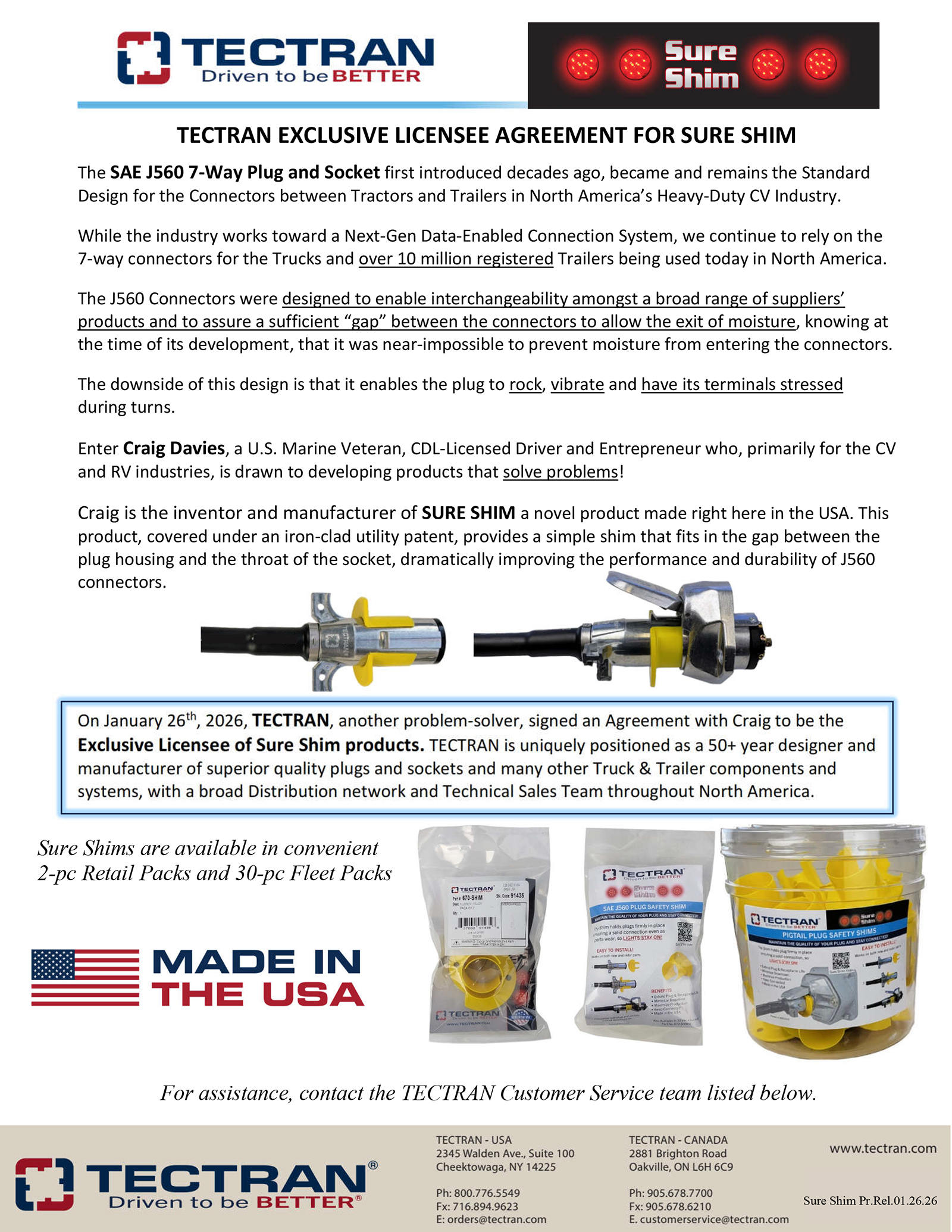 Techtran Line Spring Press Release - Techtran Licensee Agreement - Sure Shim